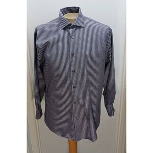 Kenneth Cole Awearness Men's Shirt 17/33 Non-Iron Slim Fit Purple Grey Stripes